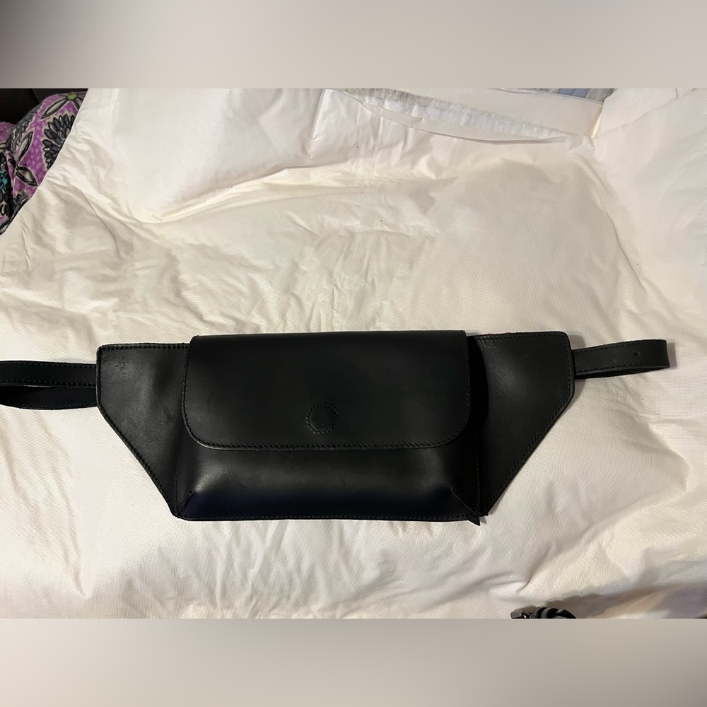 Able Local and Global Black Leather Belt Bag